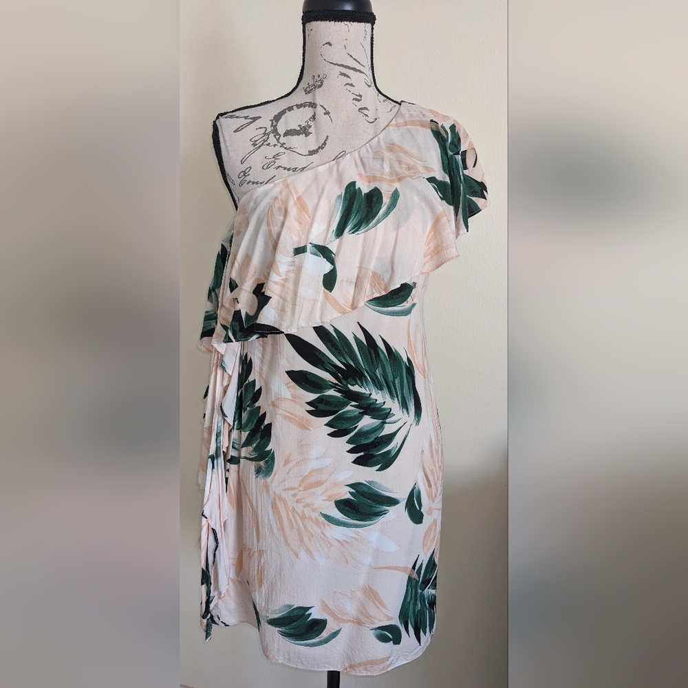 Scripted Ruffled One Shoulder Mini Dress Size Sma… - image 1